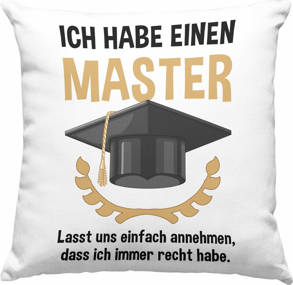 Trendation - Master Prüfung Deko-Kissen mit Füllung 40x40 bestanden Geschenk Abschluss Masterarbeit Exam Prüfung Graduation (Grau)