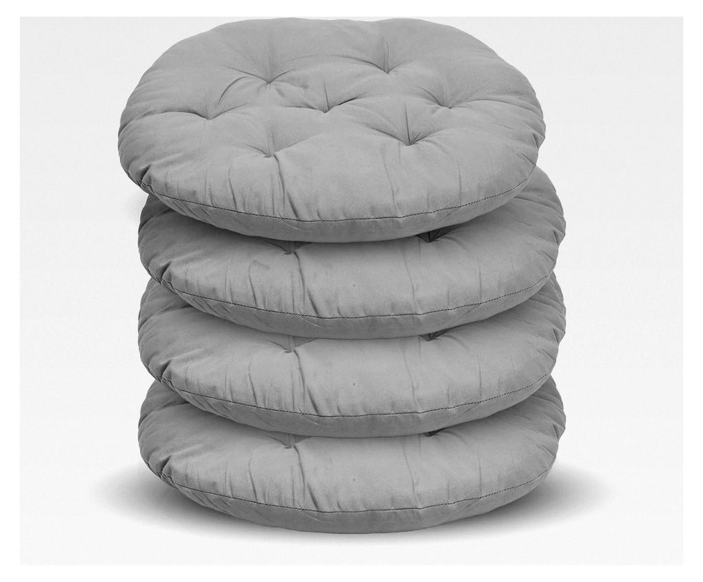 Rundes Stuhlkissen, Ø 40 cm, Sitzpolster für Stühle und Bänke, 4er Set
