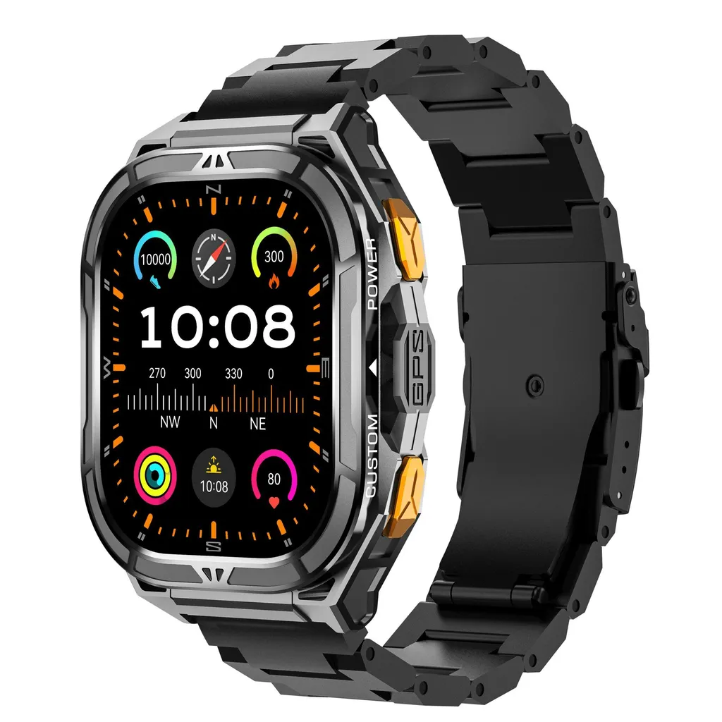 ARMODD Titan GPS Montre Sport Connectée Noire, Bracelet Métal Robuste