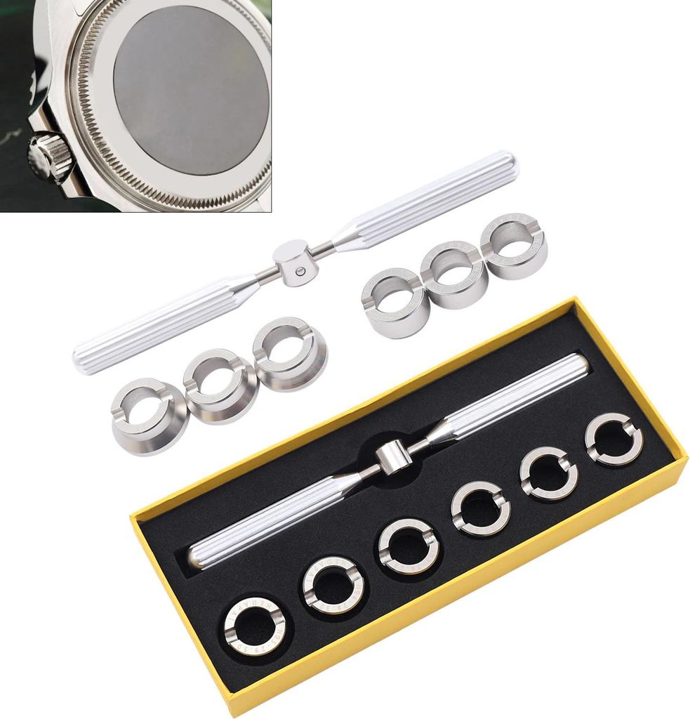 Uhrreparatur-Set - Modell 5537 - Gehäuseboden-Öffner & -Schließer - Legierter Stahl - Universell passend - Für Heimwerker - Gelb