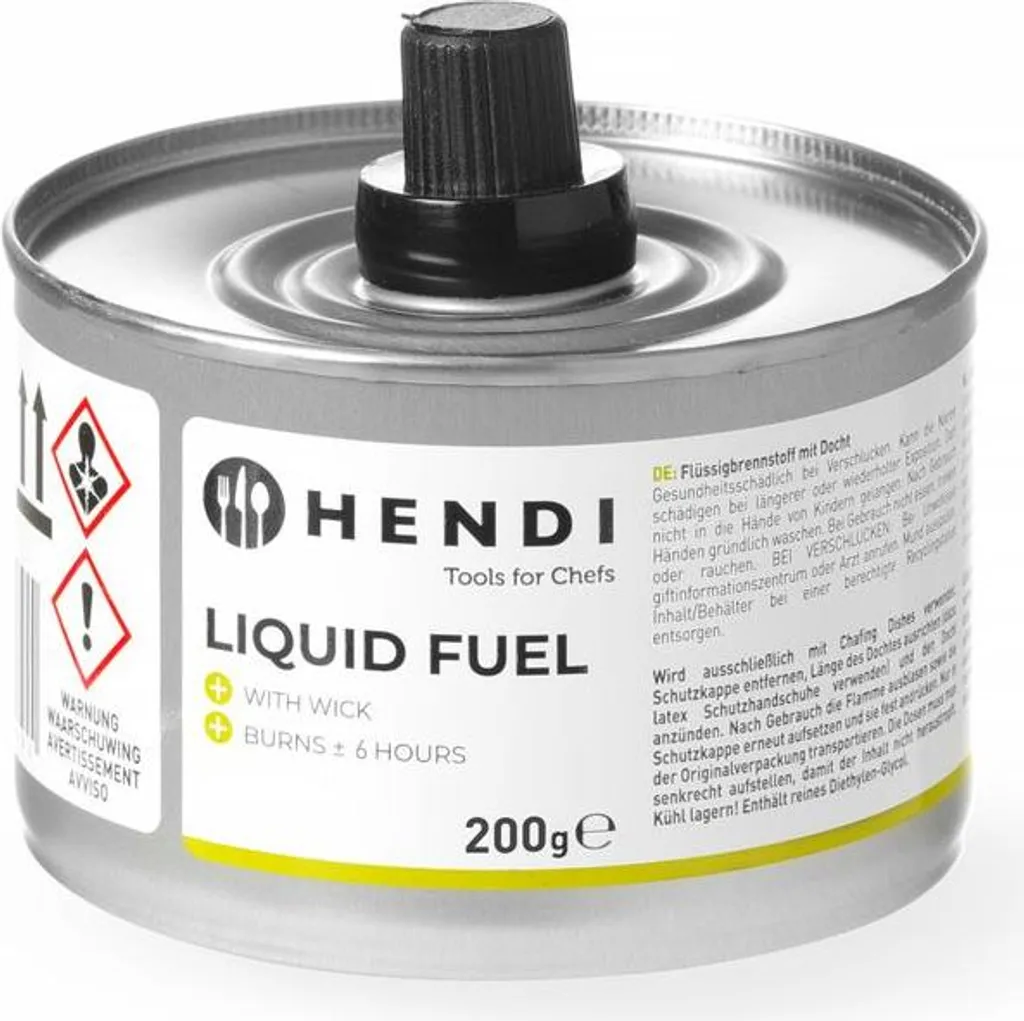 Combustible liquide 6 heures sans odeur avec mèche HENDI lot de 24 pces