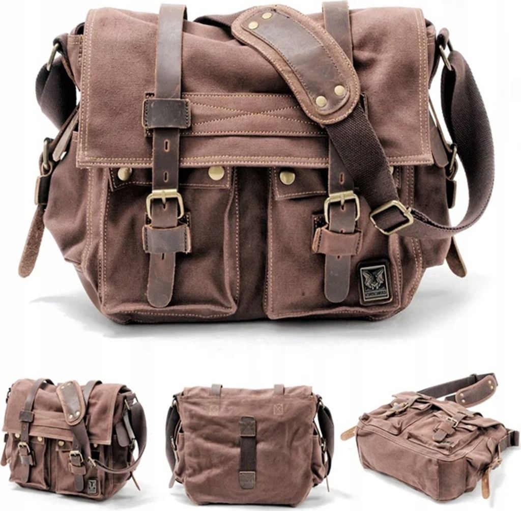 Grosse Herrentasche, Vintage, Urban, Wasserdicht, Kunstleder, Braun