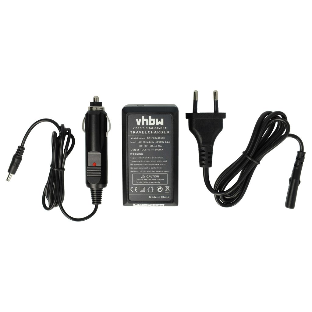 vhbw Ladegerät kompatibel mit Olympus E-510, E-520 Kamera Camcorder/Akku - Ladeschale, Kfz-Adapter, Ladeanzeige, 8,4 V