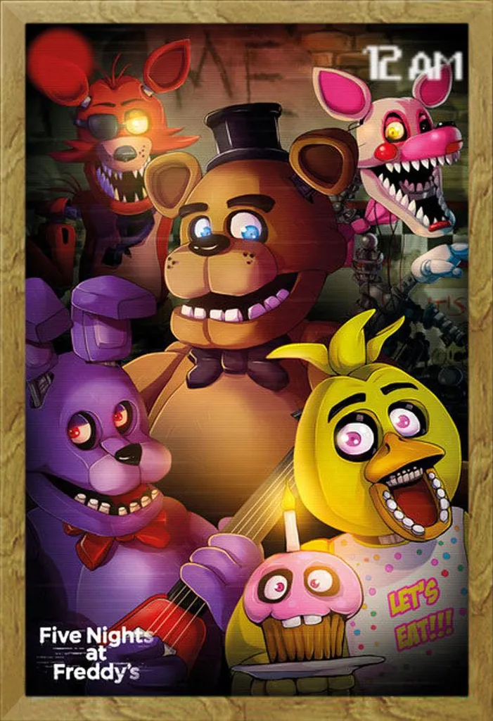 Affiche FNAF Encadrée Shinsuke MDF Chêne et Vitre Acrylique 61x91.5 cm
