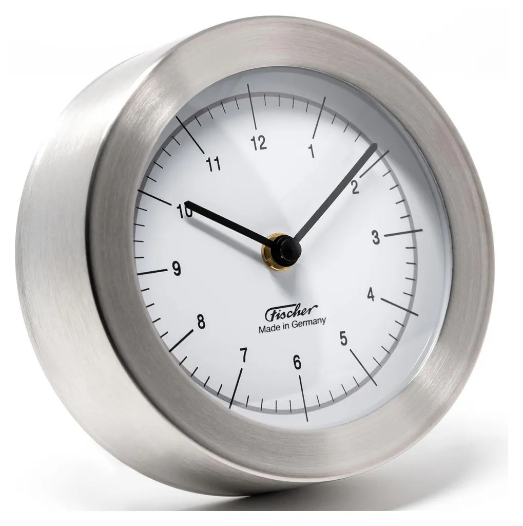 Horloge marine Fischer 1512U-01 boîtier chromé et cadran blanc 103mm