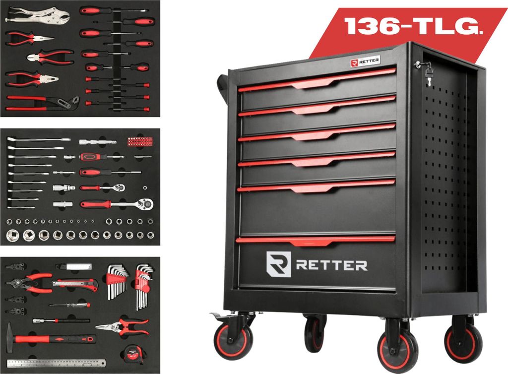Chariot à outils RETTER R1 27" avec 6 tiroirs et jeu Image du produit 