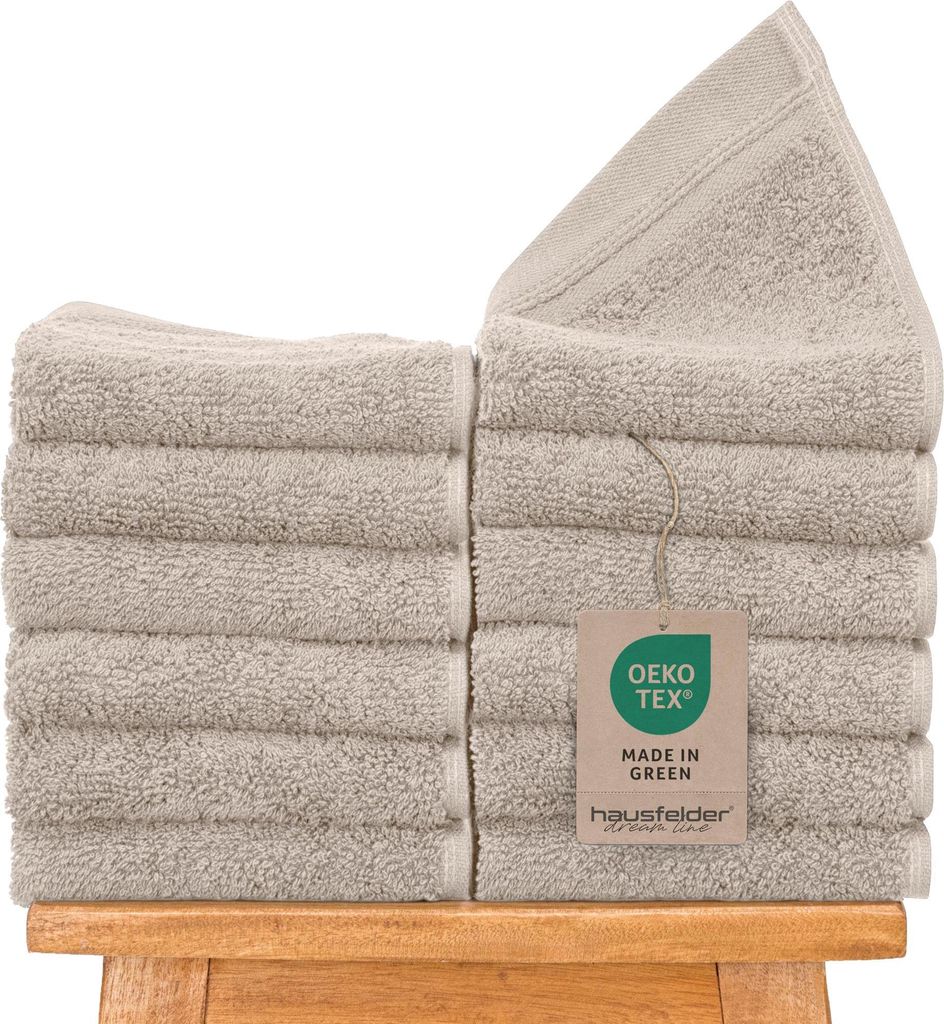Hausfelder Gästehandtücher Set Premium Handtücher (Beige, 12 Gästehandtücher 50x30cm)