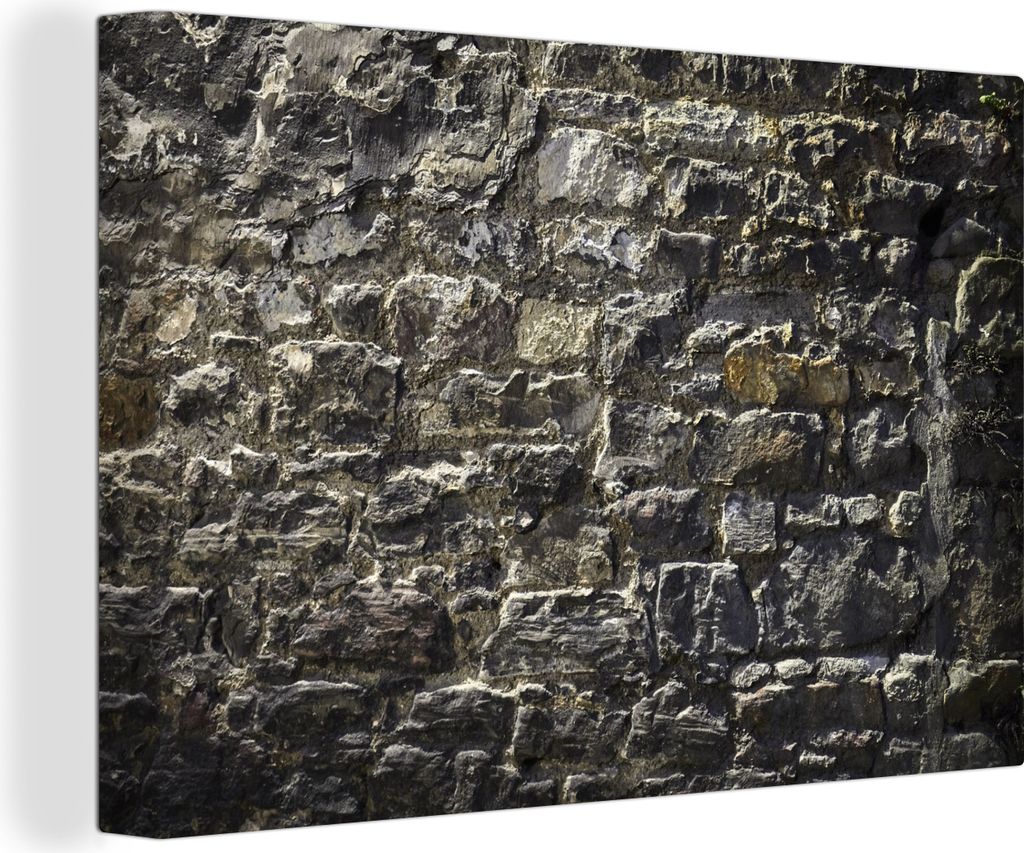 OneMillionCanvasses - Leinwandbilder - 140x90 cm, Wand - Steine - Grau, Wandbilder Kunstdruck Wanddekoration - Foto auf Leinwand - Gemälde auf H...
