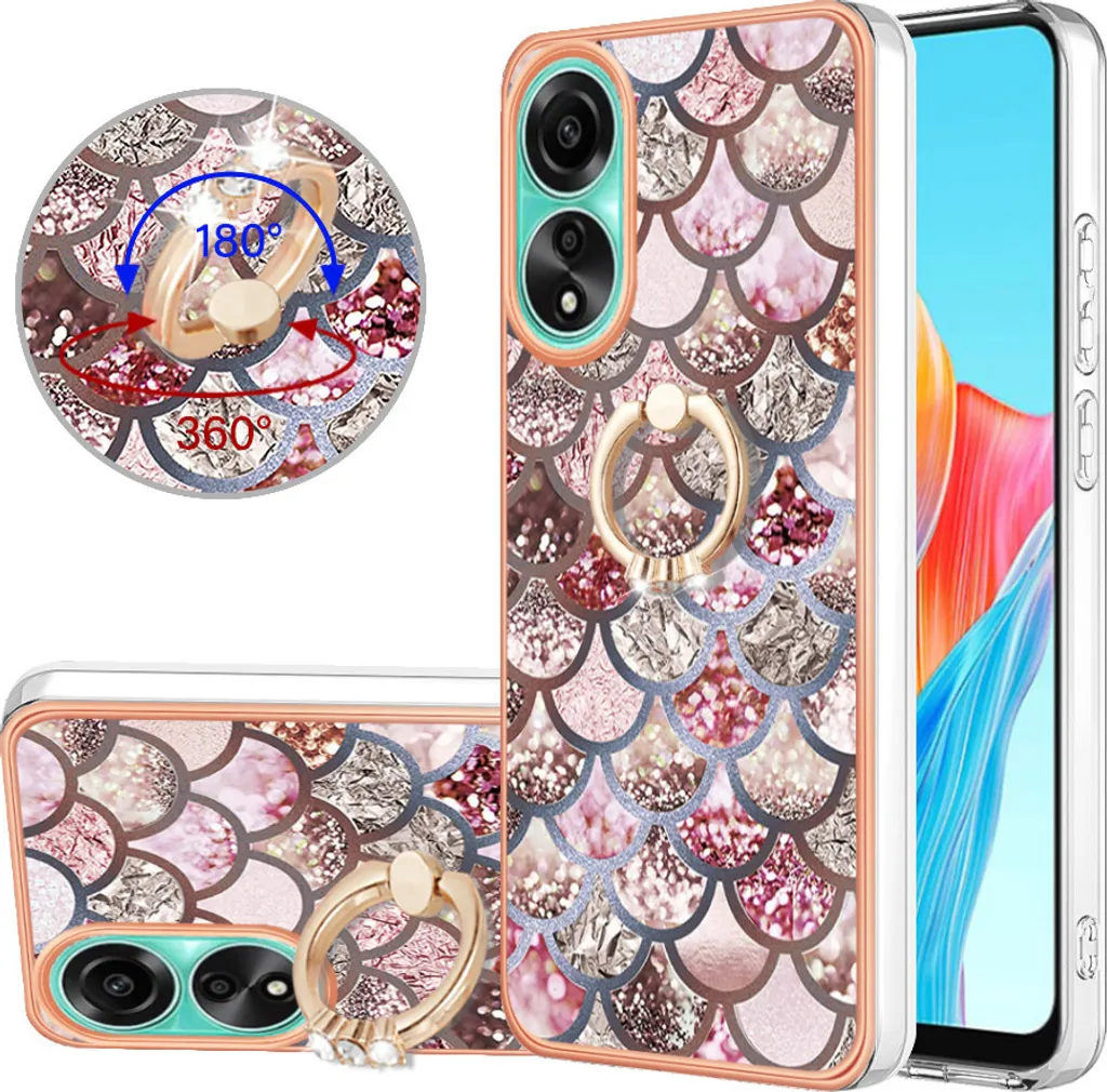 Custodia Protettiva Oppo A78 4G - Silicone TPU con Ring Stand Caffè