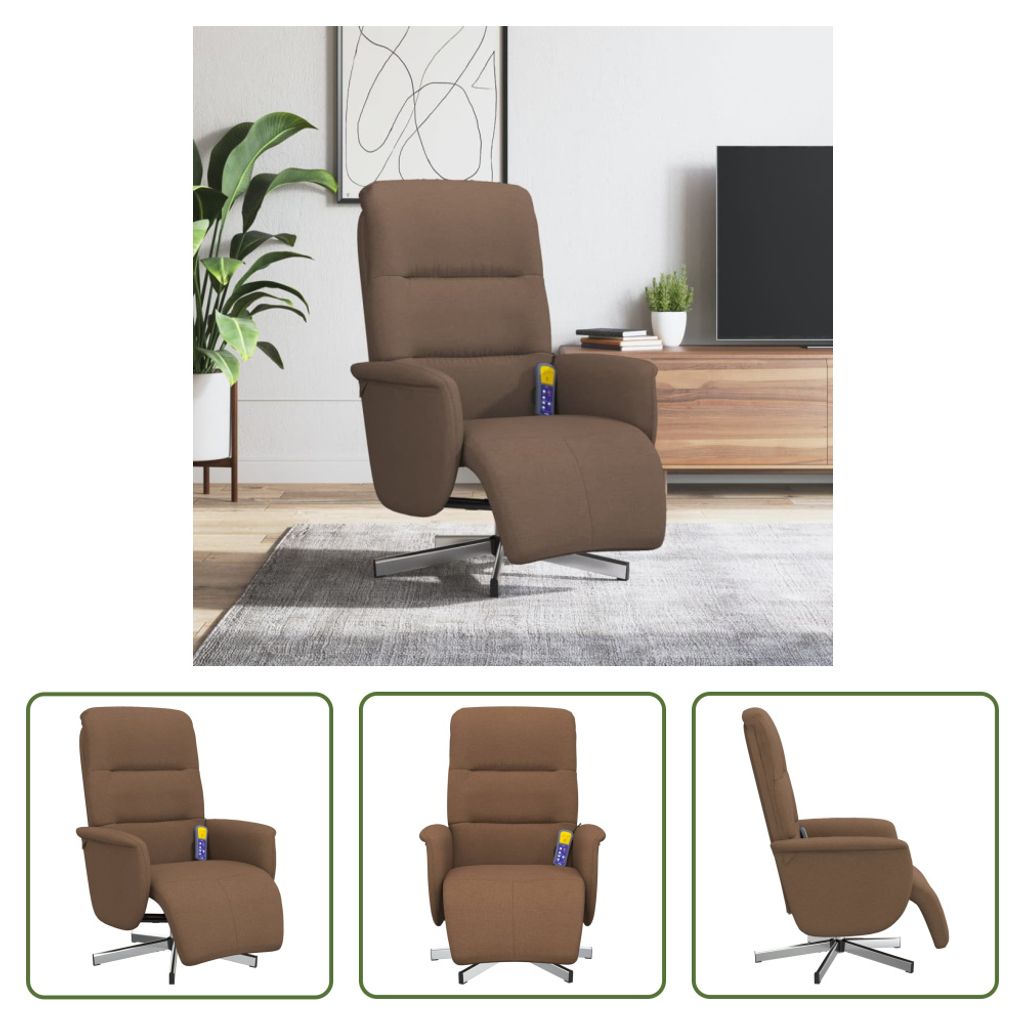 The Living Store Massagesessel mit Fußteil Braun Stoff