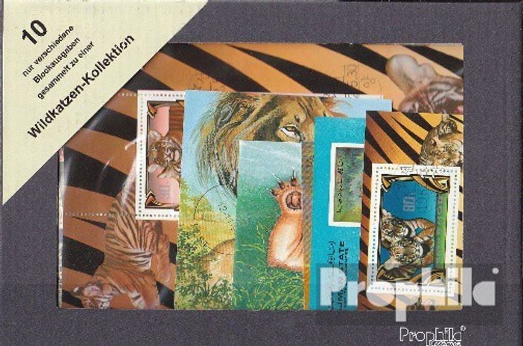 Briefmarken Motive 10 verschiedene Wildkatzen Blöcke