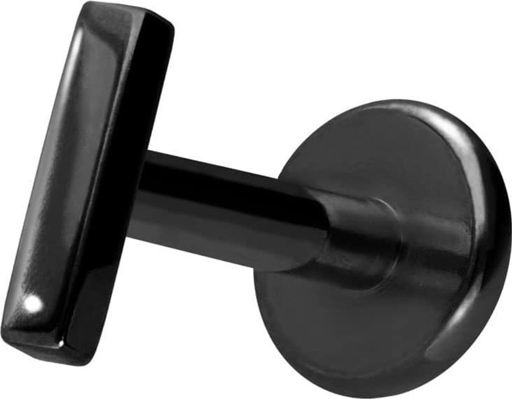 Ohrpiercing, Nasenpiercing Titan Labret mit Innengewinde BALKEN Schwarz Stablänge: 7mm | Stabstärke: 1,2mm