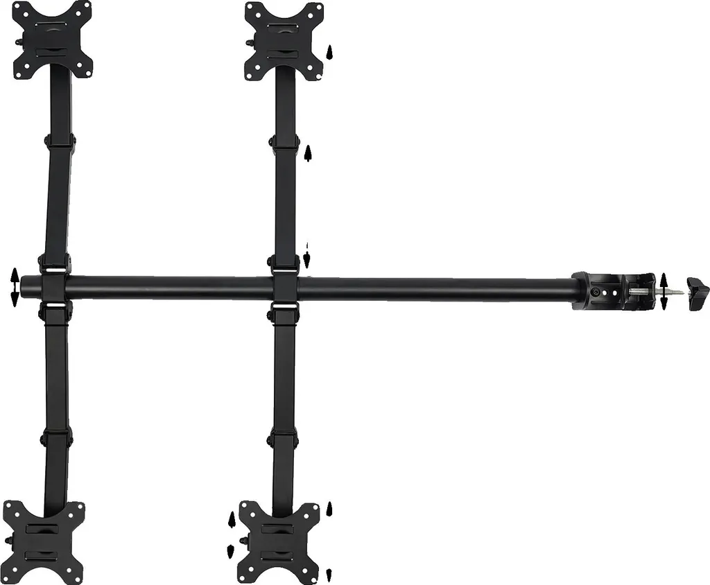 Support bureau multi-écrans noir réglable pour 4 moniteurs PC - VESA