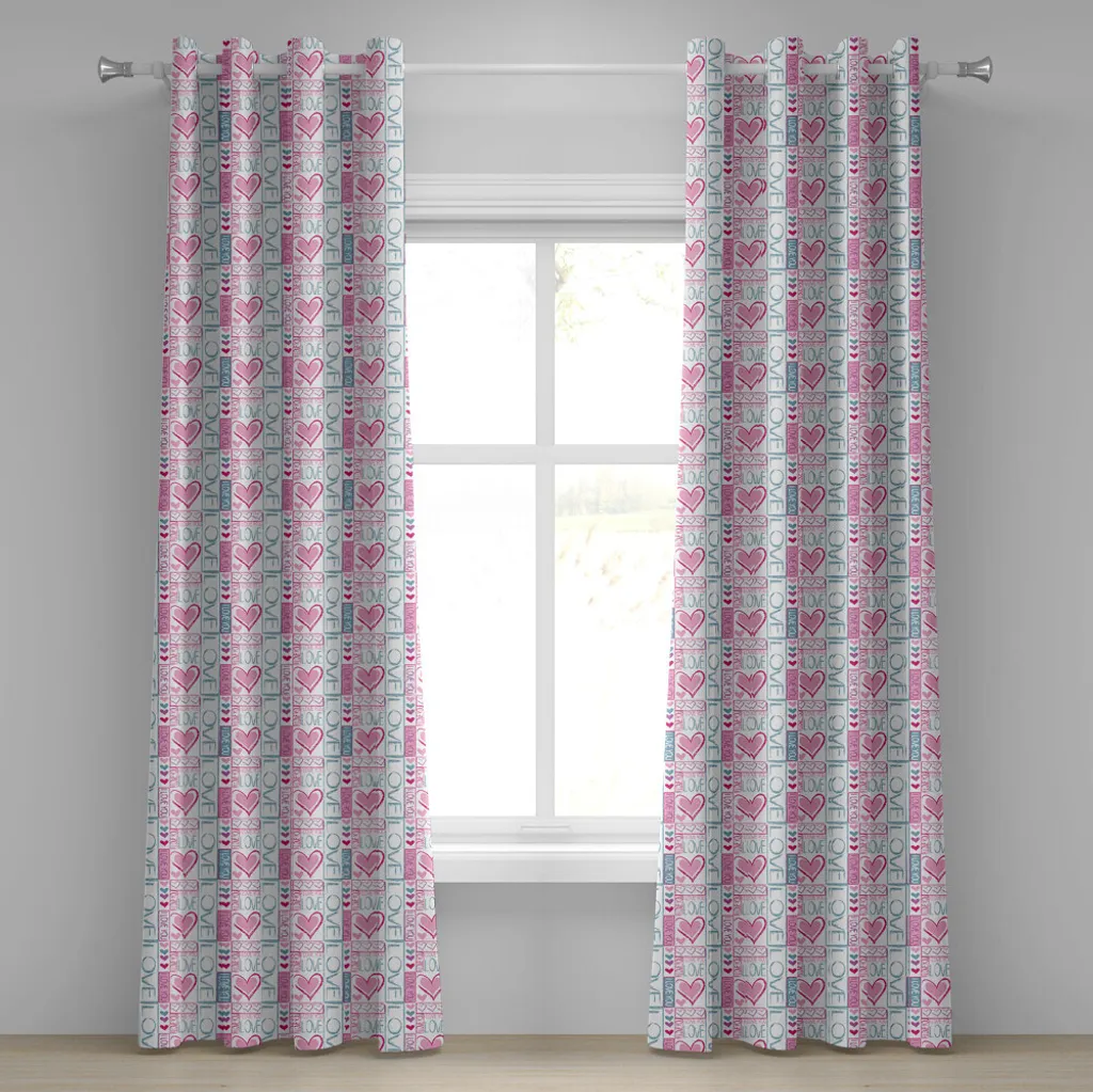 Rideau design pastel calligraphie Je t'aime en tissu haut de gamme 2x
