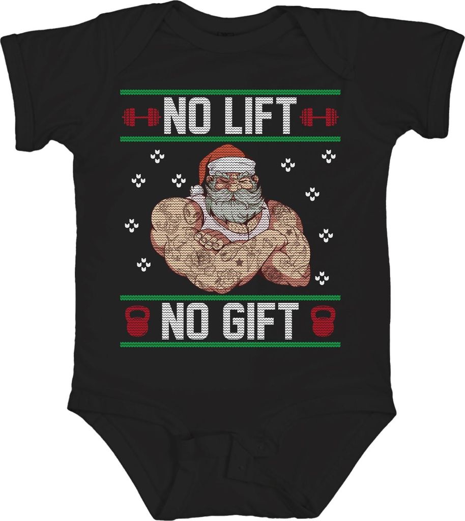 No Lift No Gift Ugly Christmas Sweater Unisex Baby Body, Schwarz, 12/18