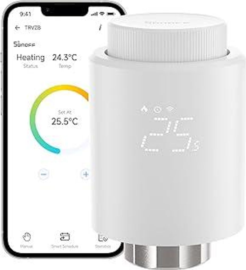 SONOFF Smart Heizkörperthermostat TRVZB, Smart Heizungsthermostat mit App-Funktion, Zigbee Thermostat Benötigt Zigbee 3.0 Hub, kompatibel mit Ama...