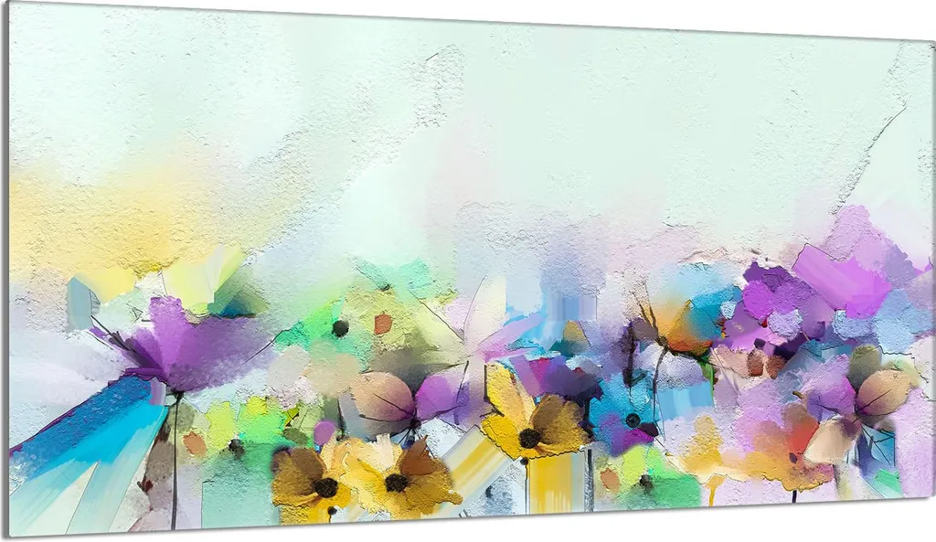 Piano cottura 90x52 Coperchio in ceramica Paraspruzzi Piatto in vetro Tagliere decorativo, fiori Art.