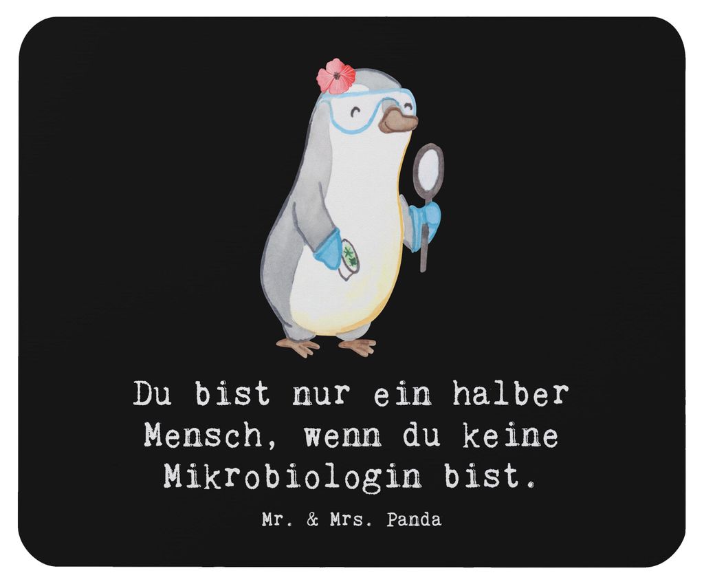 Mr. & Mrs. Panda Mouse Pad Mikrobiologin Herz - Schwarz - Geschenk, Labor, Spruch, Witzig, mauspad laptop, mousepad, Forschung, Beruf, mousematte