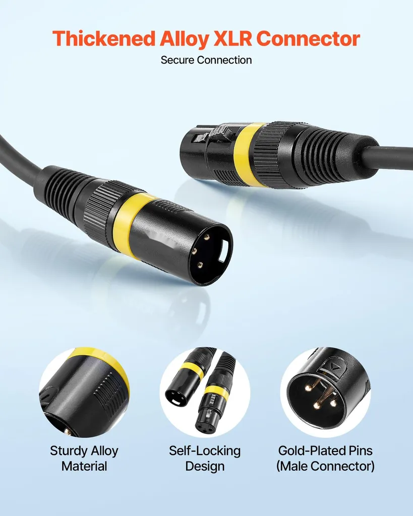 Câble Micro XLR 30m et DMX - Câble Audio Symétrique Blindé Noir - 2 Pcs