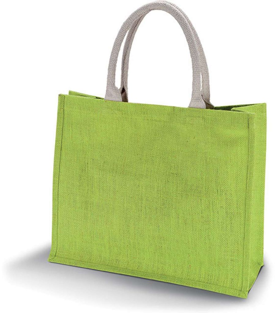Kimood Strandtasche Jute Tasche Shopper Jutebeutel Faltbar Wasserdicht, Größe:U, Farbe:Lime Green