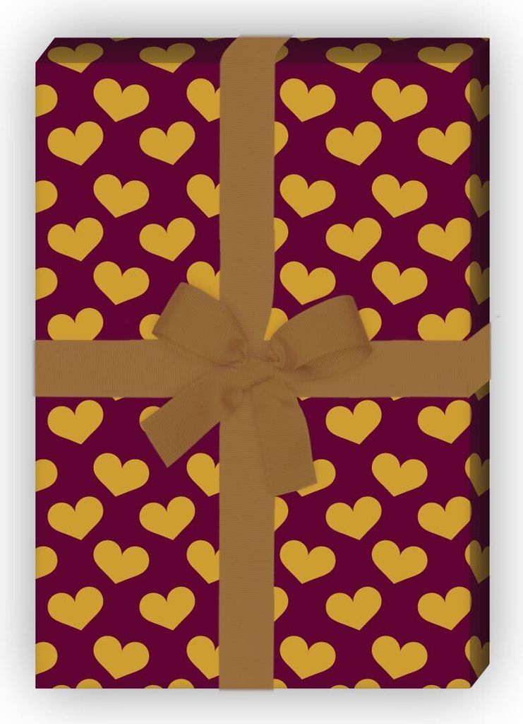 Romantisches Liebes Geschenkpapier mit gestreuten Herzen auf lila - G7632, 32 x 48cm