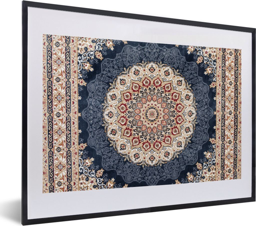 MuchoWow Gerahmtes Poster Persische Teppiche - Teppiche - Mandala 40x30 cm - Poster mit Schwarzem Bilderrahmen Wandposter Rahmen Foto Bilder - Bi...