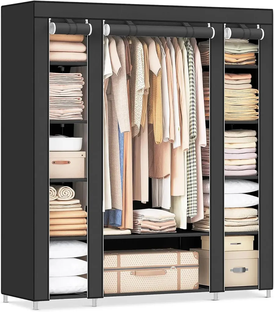 Armoire de chambre modulable pour ranger vêtements et chaussures - Noir