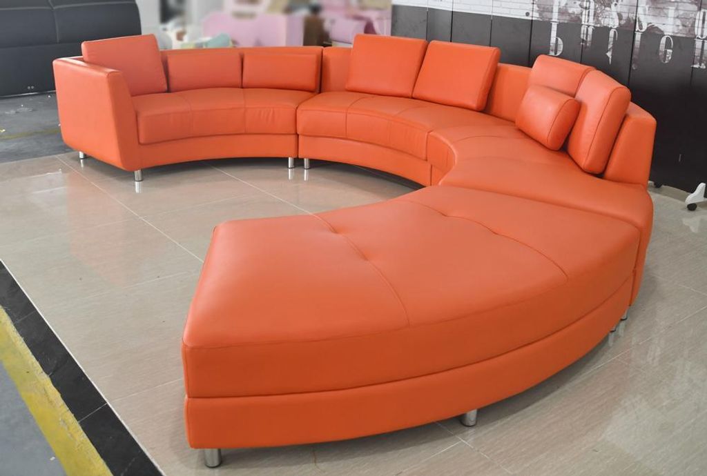 Ledersofa Sofa Modernes Polster Leder Runde Wohnlandschaft Ecksofa Runde Couch