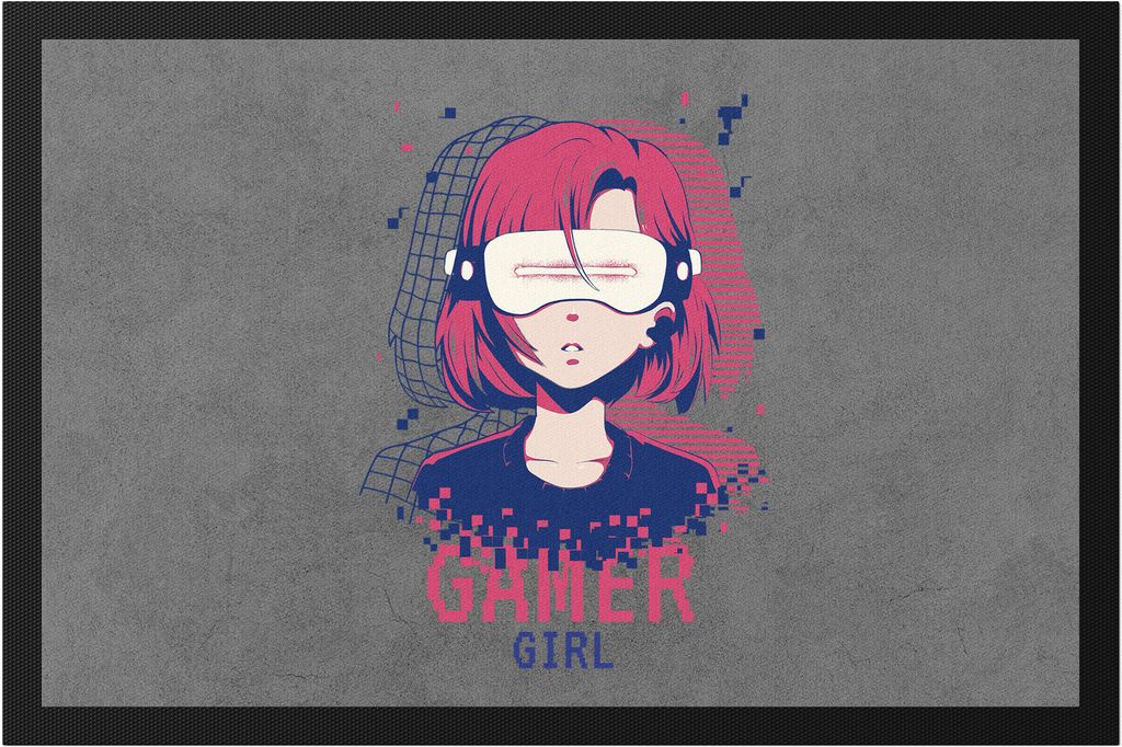 Gamer Girl Fußmatte mit süßem Spielkonsole Motiv für Frauen Mädchen die gerne Konsole zocken Streamerin PC Gaming