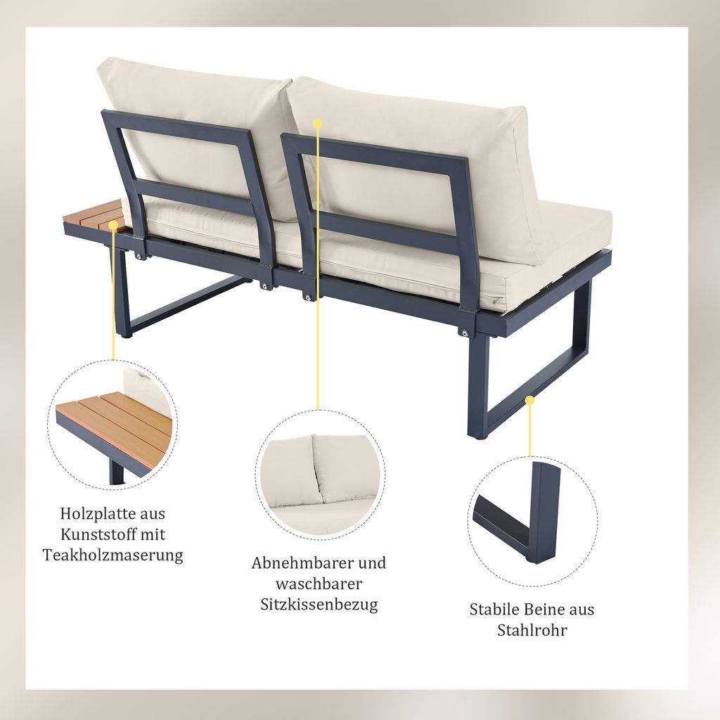 Flieks Gartenlounge-Set 5 Sitzer, Balkonmöbel Set mit Produktbild 5