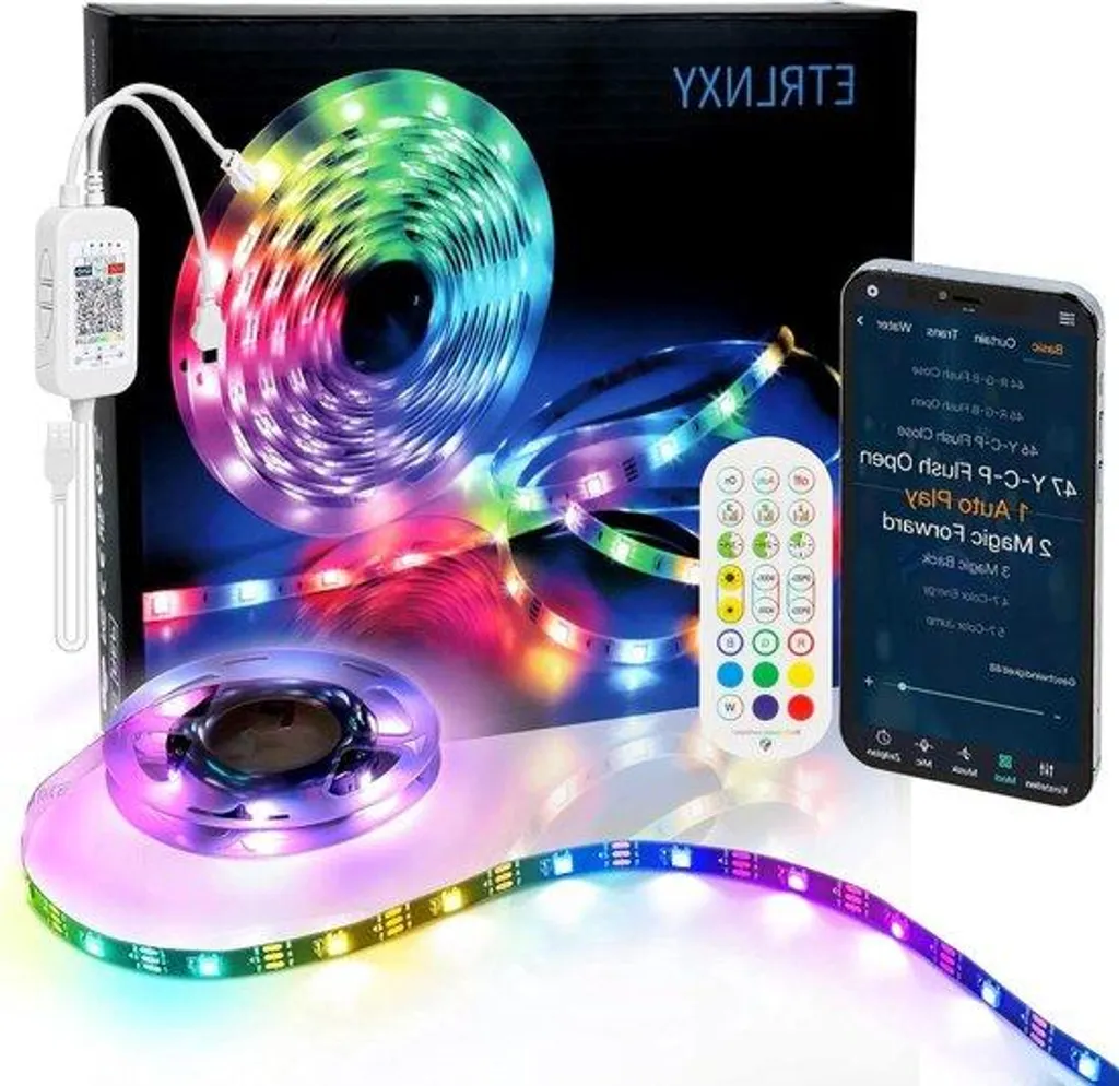 Ruban LED Connecté RGB-IC 2,5m pour Décoration Gaming et Rétroéclairage
