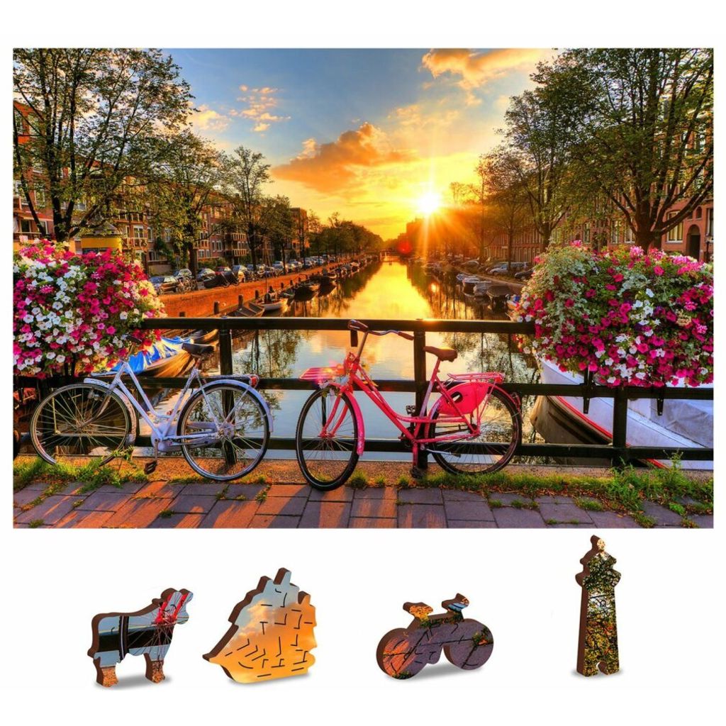 WOODEN CITY Puzzle en bois Roues à Amsterdam 2in1, 75