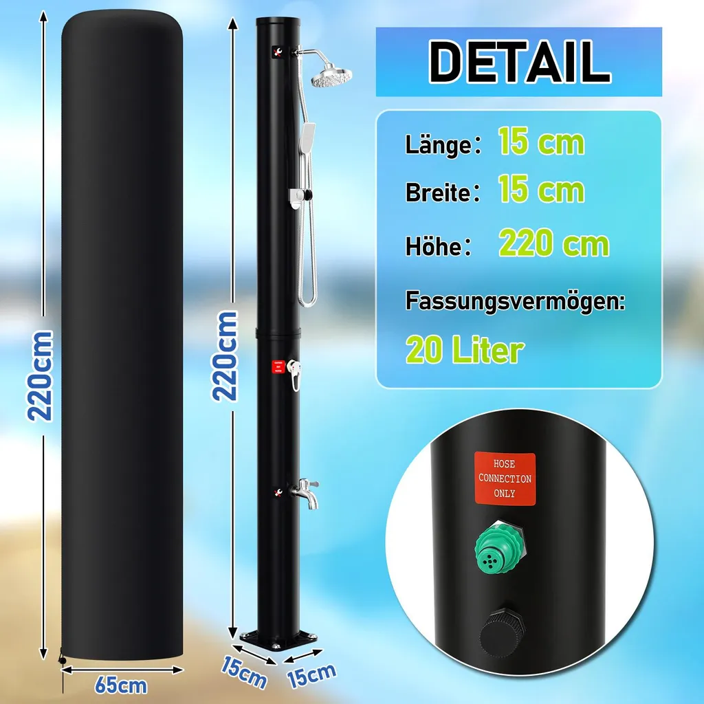 Izrielar Doccia Solare 20L: Set Esterno Completo con Lavapiedi e Telo - 2