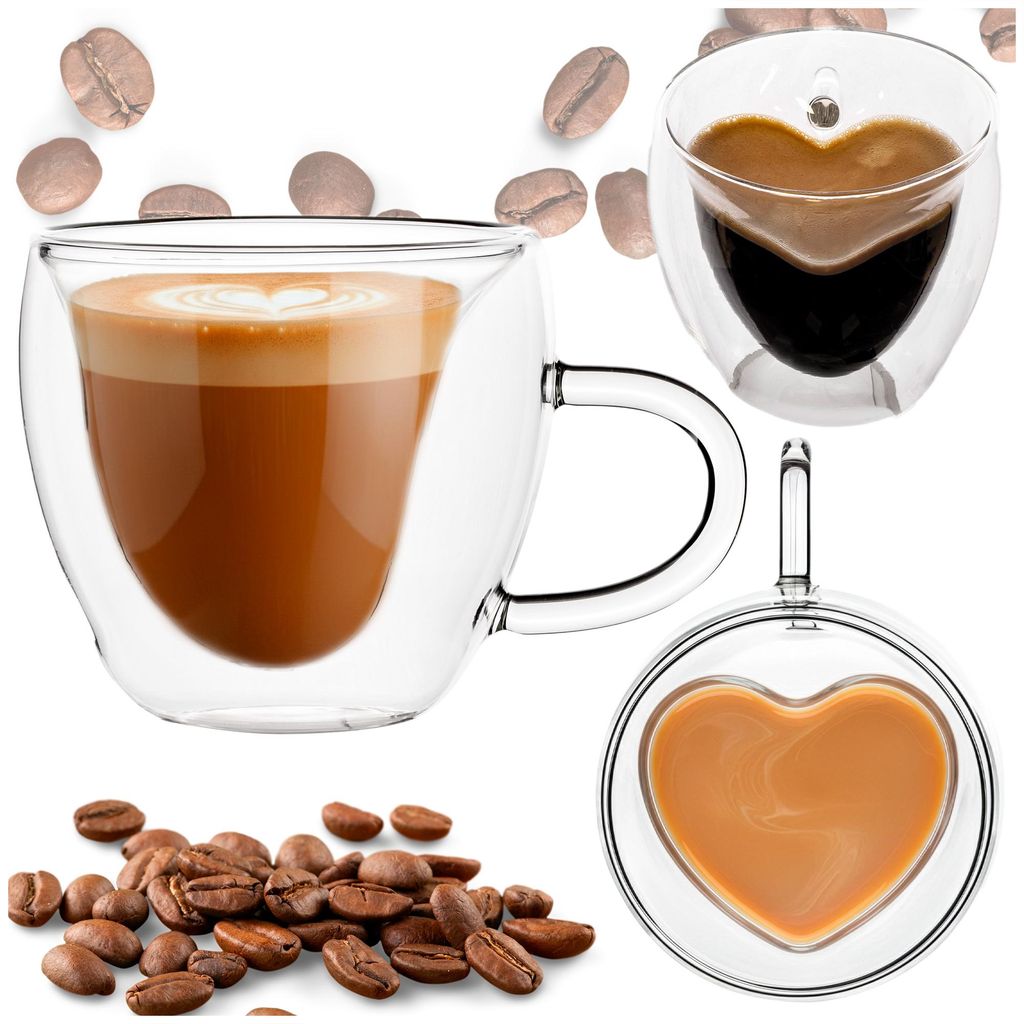Bicchiere termico con doppio fondo, 220 ml, cuore, tazza da Immagine del prodotto 