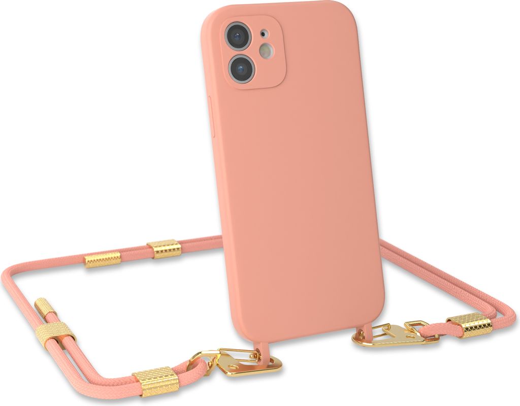 EAZY CASE Handykette Silikon mit Clips 2 in 1 kompatibel mit Apple iPhone 12 Handyhülle mit Umhängeband, Handykordel mit Silikon, Hülle mit Band...