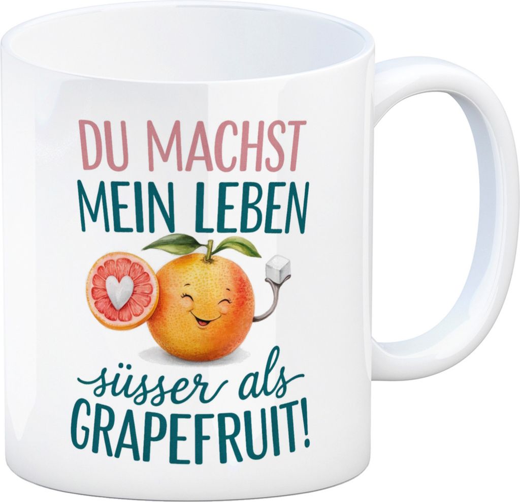 Lächelnde Grapefruit Du machst mein Leben süßer Kaffeebecher