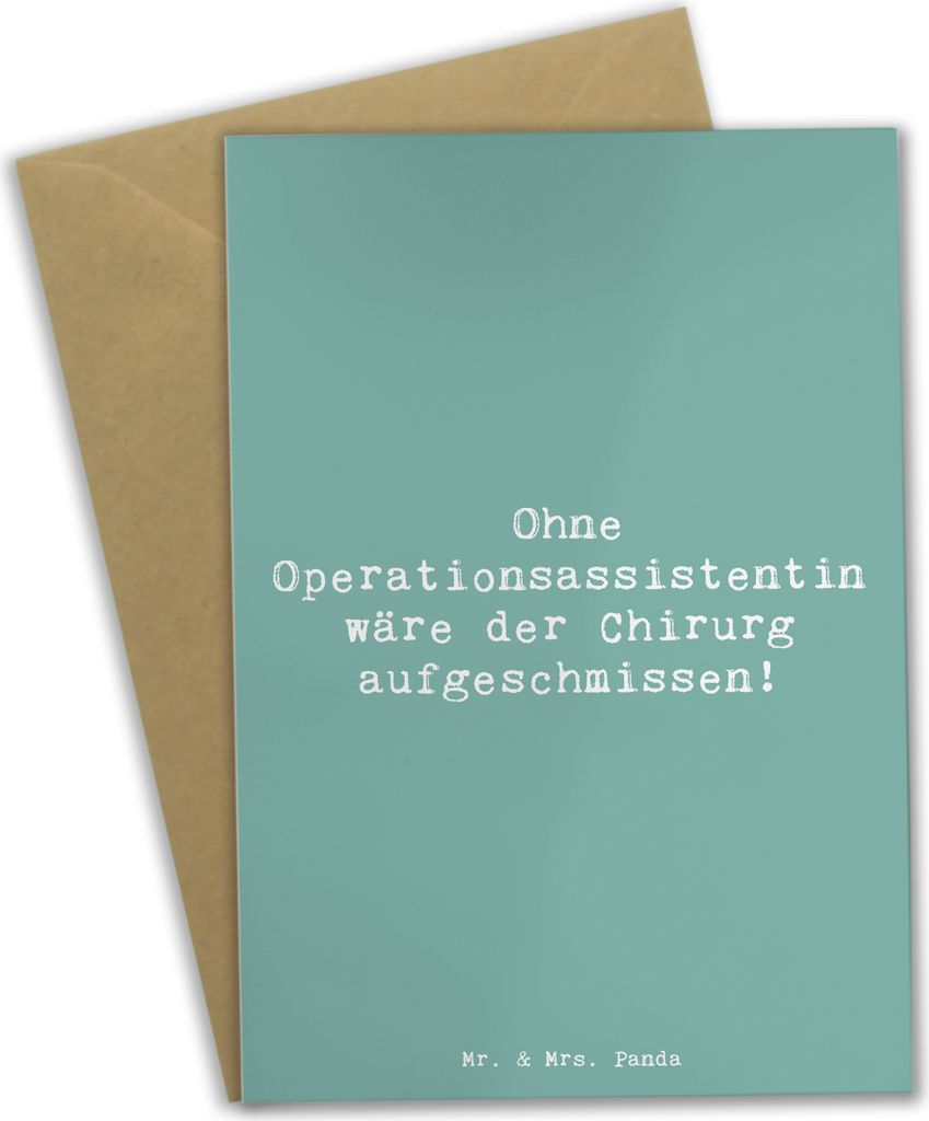 Mr. & Mrs. Panda Grußkarte Spruch Operationsassistentin Wichtigkeit - Meeresbrise - Geschenk, Beruf, Sorgfalt, Geschenke mit Herz, Grußkarten, ei...