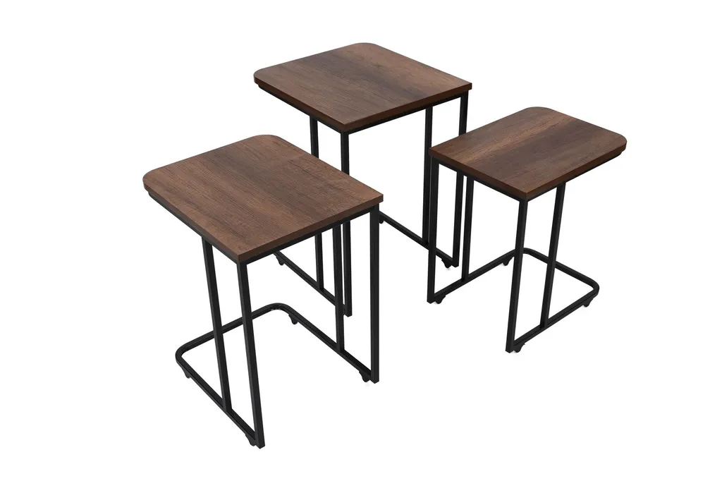 Skye Decor Ce Metal Zigon 9401 Lot de 3 Tables Gigognes Noyer et Métal