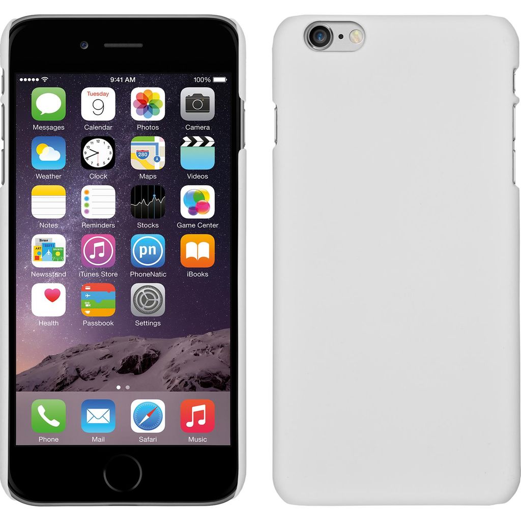 PhoneNatic Case kompatibel mit Apple iPhone 6 Plus / 6s Plus - Hülle weiß gummiert Hard-case + 2 Schutzfolien