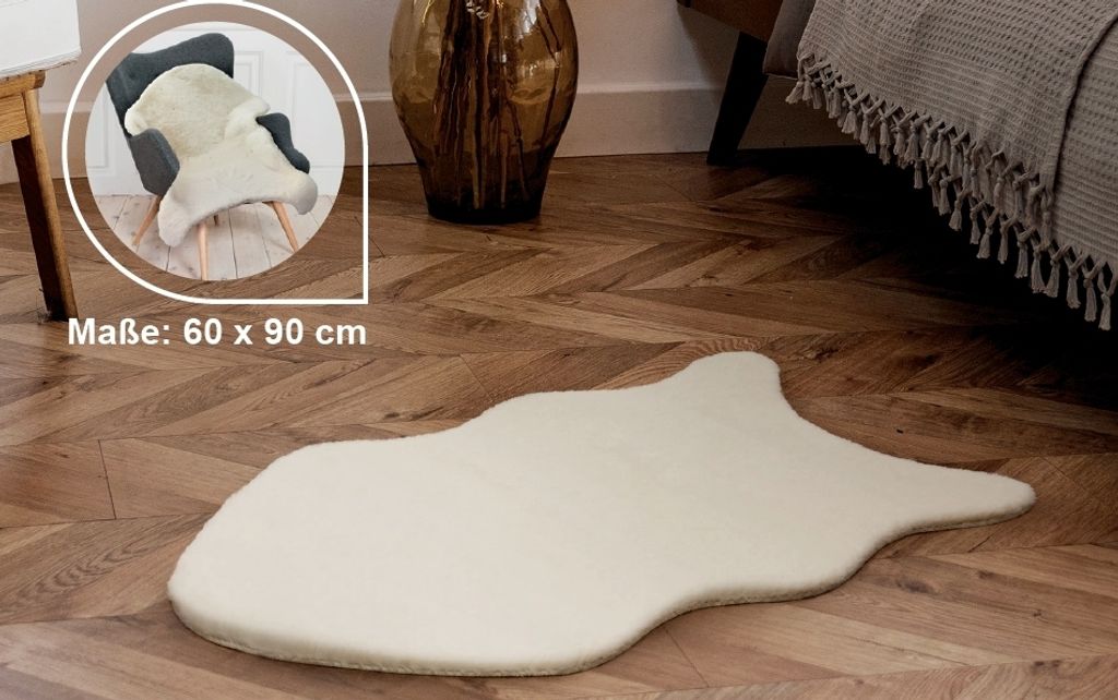 Teppich in Lammfell Optik 60 x 90 cm Weiss Produktbild 