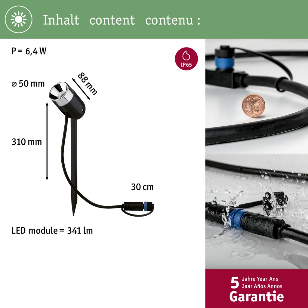 Paulmann Plug & Shine LED Gartenstrahler Pike Einzelspot - 3