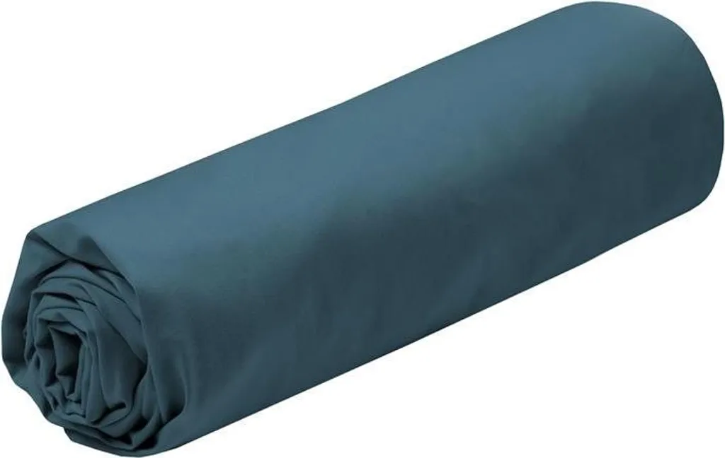 Drap housse 160x200 ELYSEE coton élastiqué bleu marine pour lit double