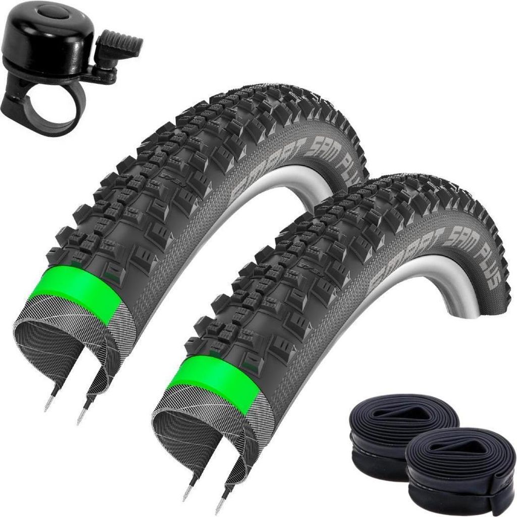 2 x Schwalbe SMART SAM PLUS Performance Fahrradreifen DD GreenGuard Pannenschutz E-50 Fahrrad Mantel Decke 57-559 (26,0 x 2,25") + 2 Schwalbe SV13 ...