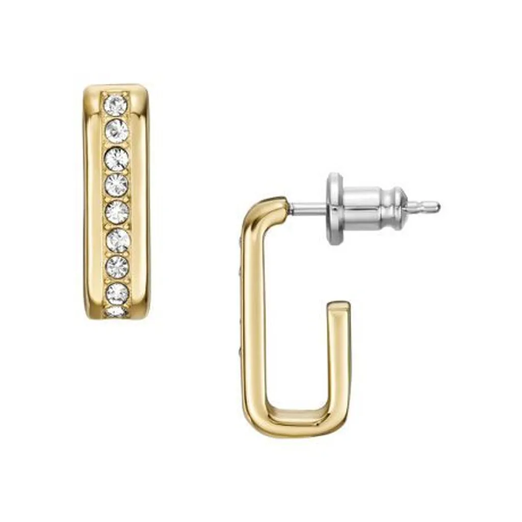 Boucles d'oreilles Fossil Glitz dorées anti-allergies pour peau sensible