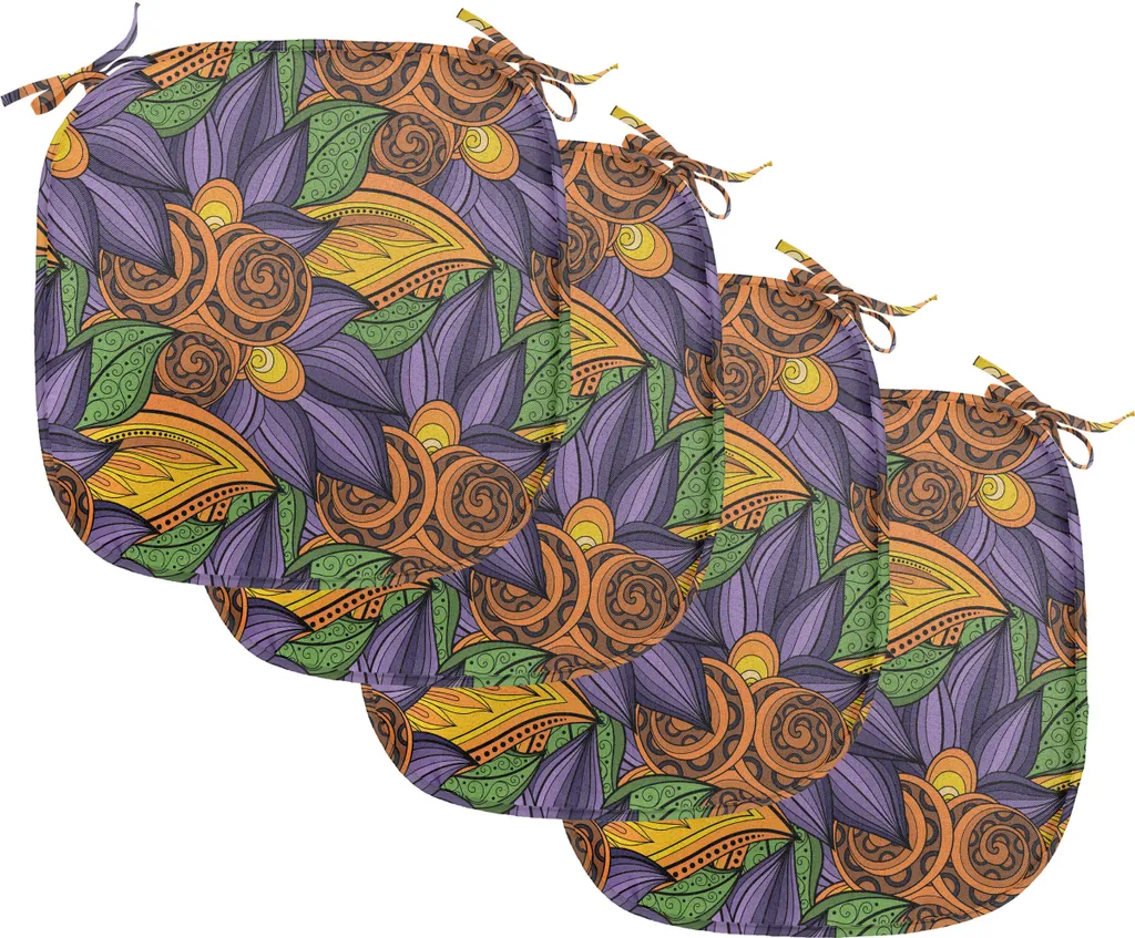 Set de 4 Galettes de Chaise 40cm Décoration Tropicale Salle à Manger