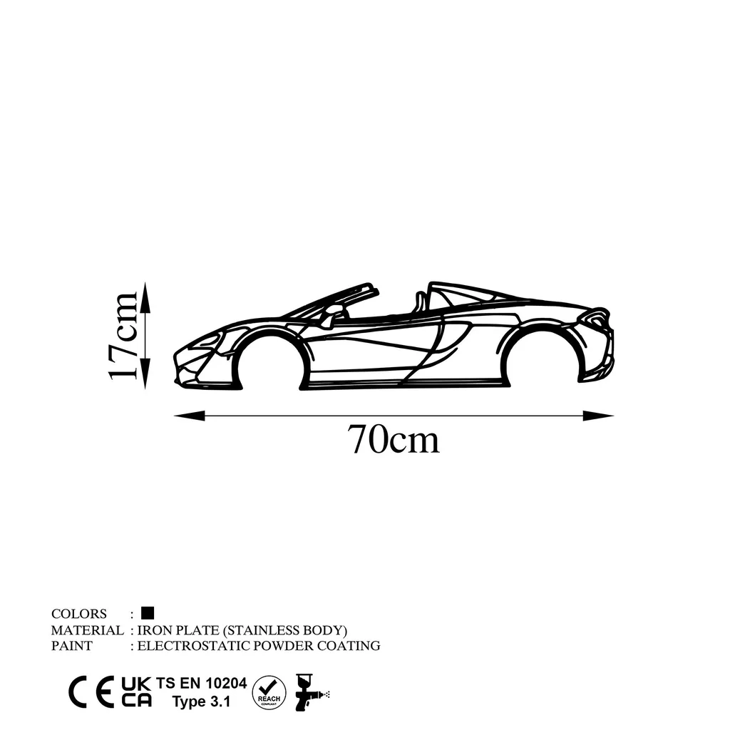Décoration de Bureau ou Salon Silhouette McLaren 570S Métal Noir - 5