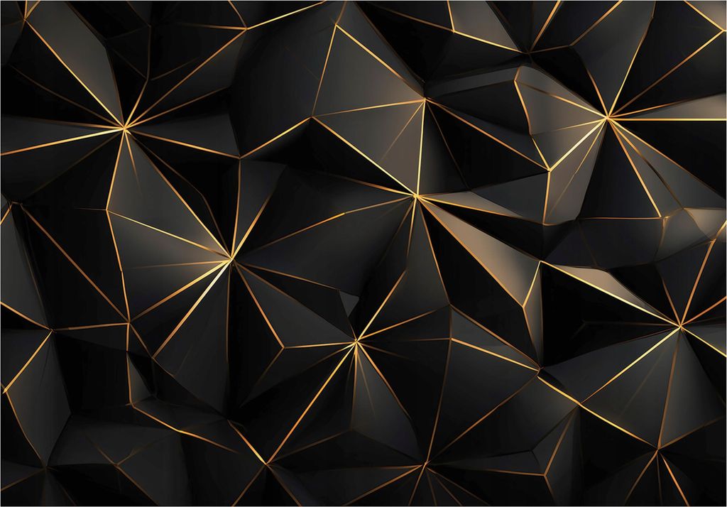 Fototapete Abstrakt Geometrisch Glamour - 350x250 cm - Vliestapete Wohnzimmer Schlafzimmer - Vlies Fototapete Schwarz - 15945VX7