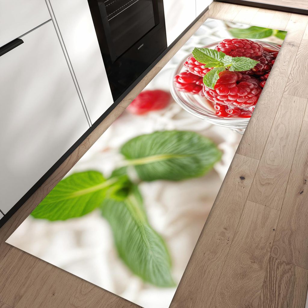 Küchenteppich 80x250cm rutschfest & abwischbar PVC Läufer - Himbeerglas