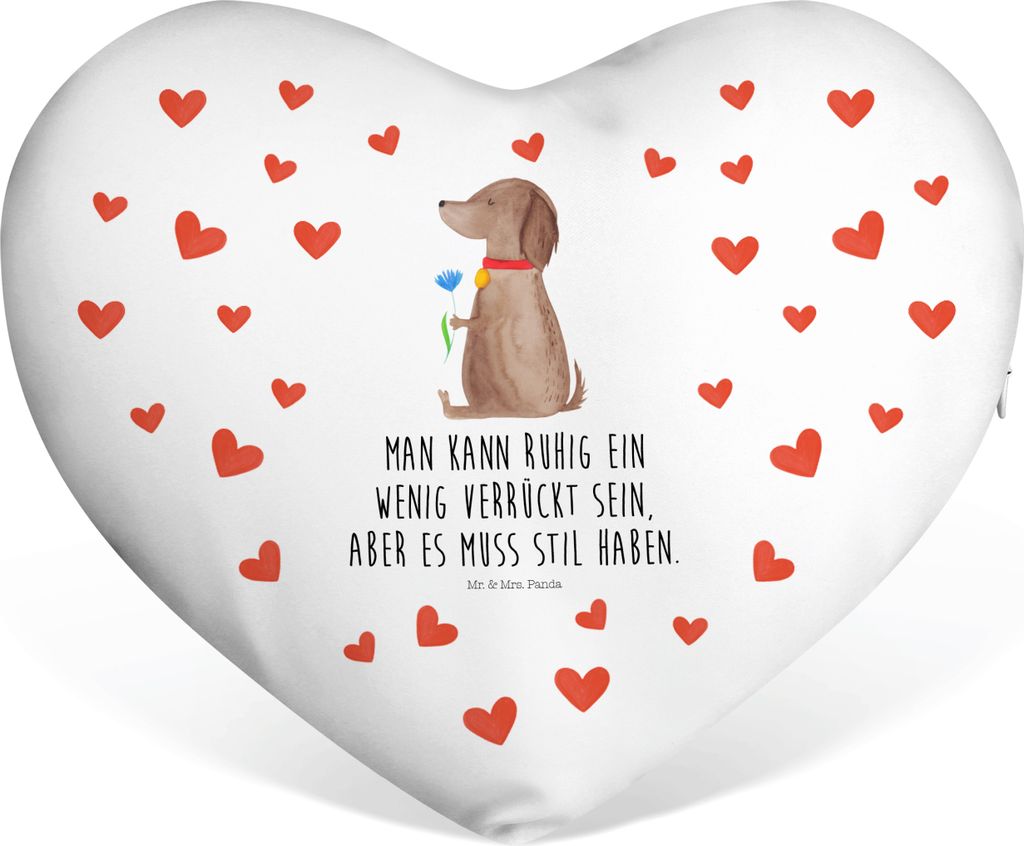 Mr. & Mrs. Panda Sofakissen Hund Blume - Weiß - Geschenk, Hunde, Geburtstagskissen, Haha, Halsband, Liebeskissen, Sprüche, Kuschelkissen, Verrüc...