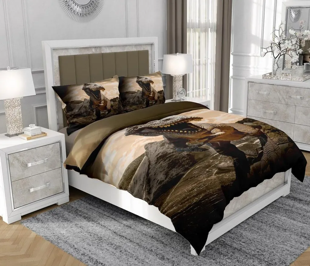 Trasforma la Camera! Set Letto 200x220 Dinosauri in Cotone SOVIO